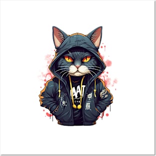 Cool Cat in hoodie Posters and Art